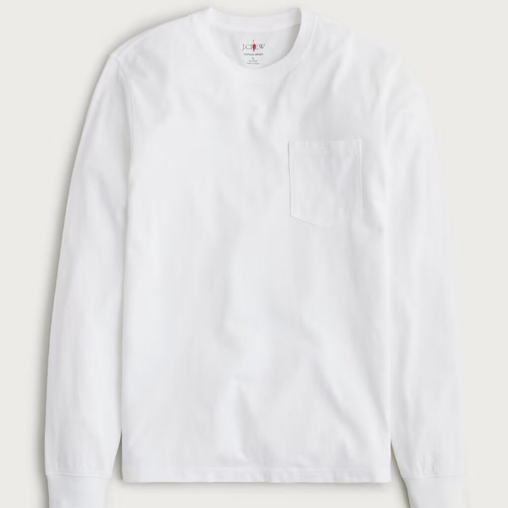 NWT J. Crew Long-sleeve Vintage Wash Pocket T-shirt size Large Relaxed Fit